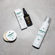 beard oil, beard wash and balm combo in oud noir scent